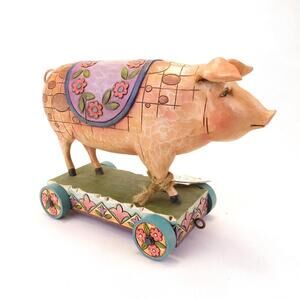 Jim Shore Spotted Pig Heartwood Creek Pig On Cart 4008184